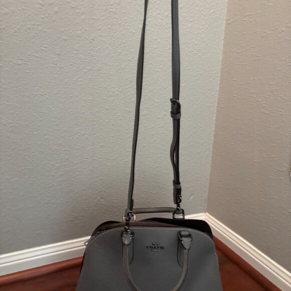 Coach Pebbled Leather Quinn Satchel – Grey Structured Handbag - Picture 7 of 17